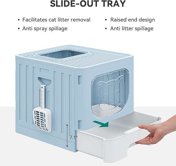 YITAHOME Large Enclosed Cat Litter Box with Cushion, Anti-Splash Closed Litter Boxes with Litter Scoop Front Entry Top Exit Door, Easy to Install and Clean