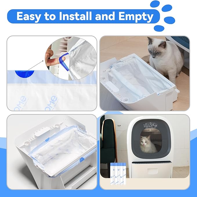 Self-Cleaning Litter Box Liner Bags Automatic Cat Litter Box Refill Bag Compatible with RealScooper, 36 Count Drawstring Replaced Trash Bag Waste Bag for Automatic Litter Box