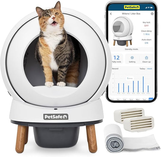 PetSafe ScoopFree SmartSpin, Automatic Cat Litter Box Self Cleaning, Smart Cat Litter Box with Advanced Odor Control Technology, App Controlled Self Cleaning Cat Litter Box with Health Monitoring