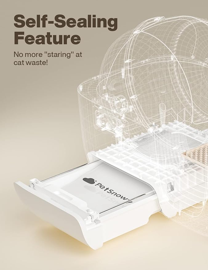 SNOW+ Cat Litter Box Liners, Self-Sealing Waste Drawer Bags for Automatic Cat Litter Box, 30 Pcs