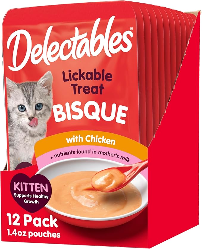 Delectables Bisque Kitten Lickable Wet Cat Treats - Tuna & Chicken (pack of 12) ( Packaging May Vary )