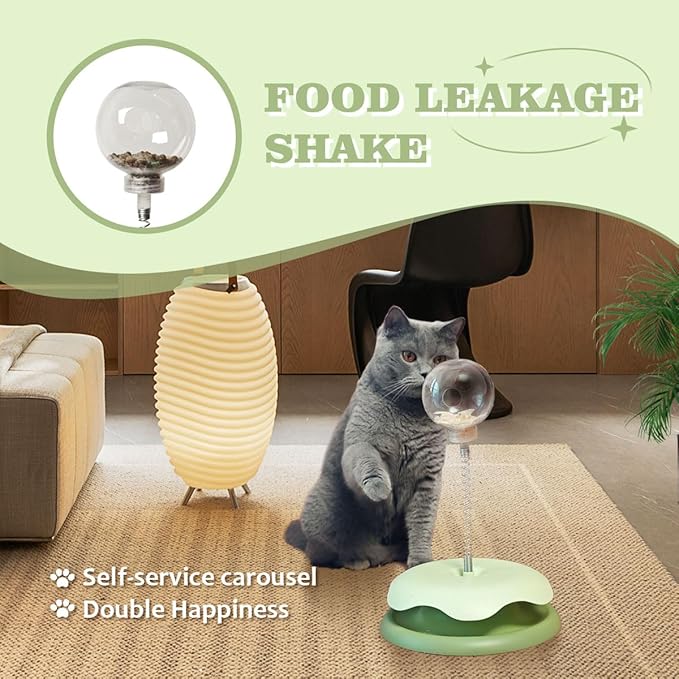 VKL Cat Treat Dispenser Toy with Track Ball, Leakage Design - Promotes healthy eating habits and provides entertainment - Ideal for young pet owners (Blue)