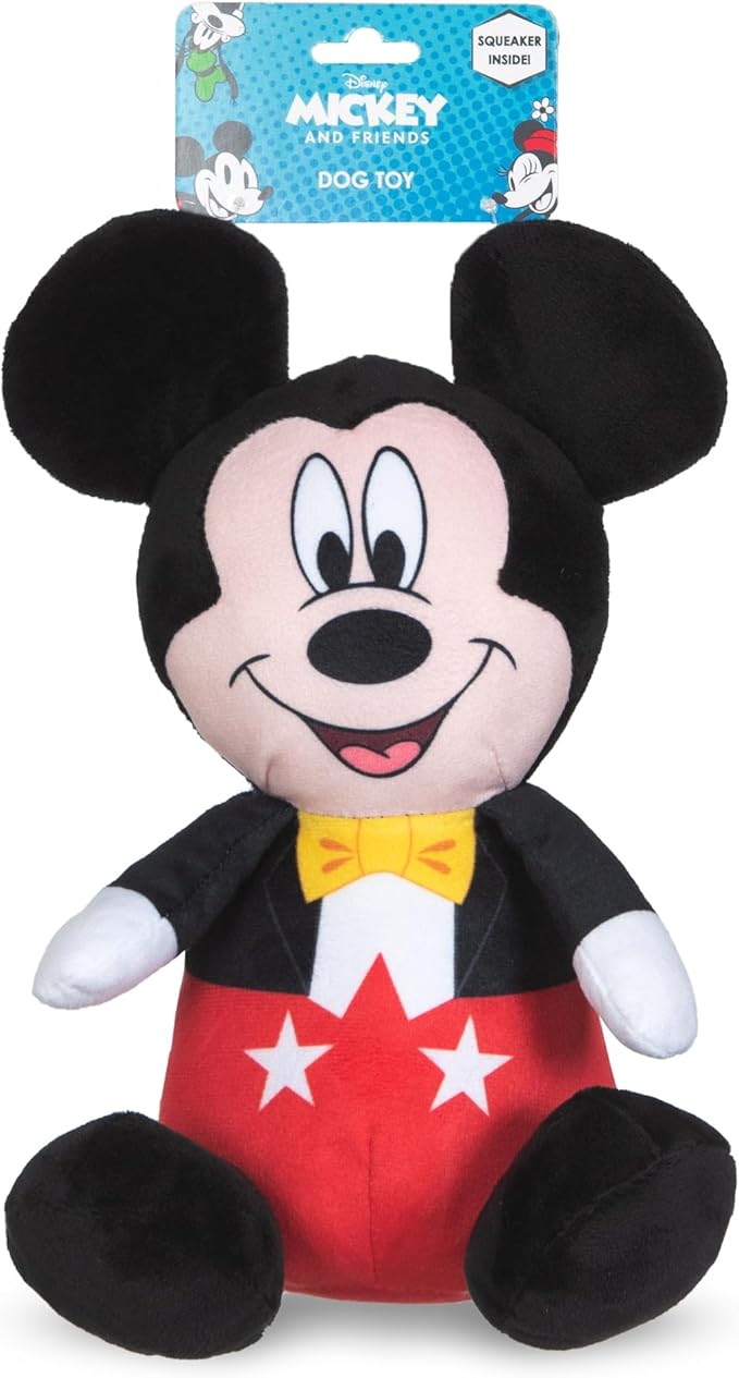 Mickey Mouse Plush Squeaky Dog Toy 9in | Disney Dog Toys | Plush Squeaker Toy for Dogs Inspired by Mickey Mouse, Disney Mickey and Friends