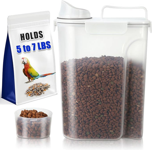 TBMax Dog Food Storage Container 5 to 7 lbs, Airtight Cat Food Container with Upgraded Large Spout, Portable Travel Pet Food Storage Dispenser for Small Animal Kibble Storage, Bird Seed Container