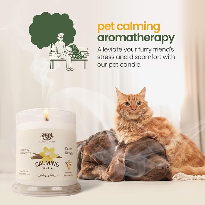 Pet Odor Eliminator Candle Calming Vanilla Scented Candles for Home Decor - Calming Candles Aromatherapy, Soy Wax Pet Candles Odor Eliminator for Home - Pet Friendly Candles by Gerrard Larriett