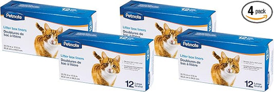 Petmate Large Litter Pan Liners, 12 Count (Pack of 4)