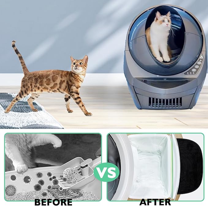 75 Pack Cat Litter Box Liner Bags Compatible with Litter Box Robot 4 and 3 Automatic Cat Litter Box, Thick Heavy Duty Drawstring Self-cleaning Litter Box Waste Drawer Liners, 9-11 Gallons Trash Bags