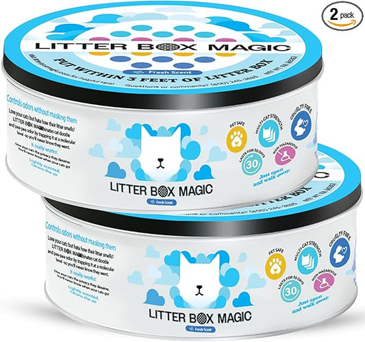 Cat Litter Deodorizer Jar (Fresh Scent, 16 Oz, Pack of 2) - Cat Litter Odor Absorber Gel In A Jar - Litter Box Pet Air Freshener - Litter Odor Eliminator to Freshen Air