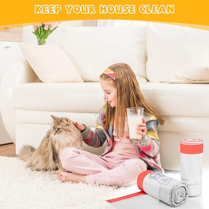 80 Counts Cat Litter box Bags for Automatic Cat Litter Box Self Cleaning, 24 x 29 Inches Extra Thick Cat Liner Bags Compatible with Litter Box Robot 4 and 3(White-Red)