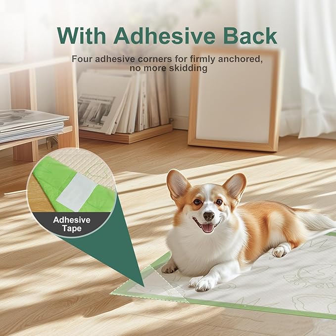 Dog Pee Pads 50Counts, 24"X36" Disposable Pee Pads for Dogs with 4 Sticky Corners, Leak-Proof 6Layers Thicken Puppy Pee Pads Extra Large, Non-Slip Puppy Training Pads for Crate/Cage/Carrier