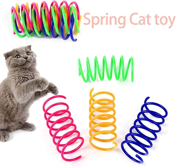 Multicolor Cats Activity Spring Toy, 4Pcs, Interactive Pet Toy, Swatting/Chasing Coils for Indoor Cats, Kittens, Dogs