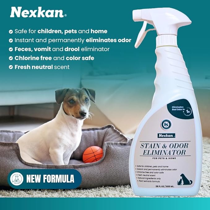 Stain & Odor Eliminator for Pets and Home-Spray-Strong Odors-Liter Deodorizer-for Urine-Poop-Carpet Cleaner-Smell Remover-Absorber-Color Safe-Natural Scent Neutralizer for Dogs & Cats- 28 oz.