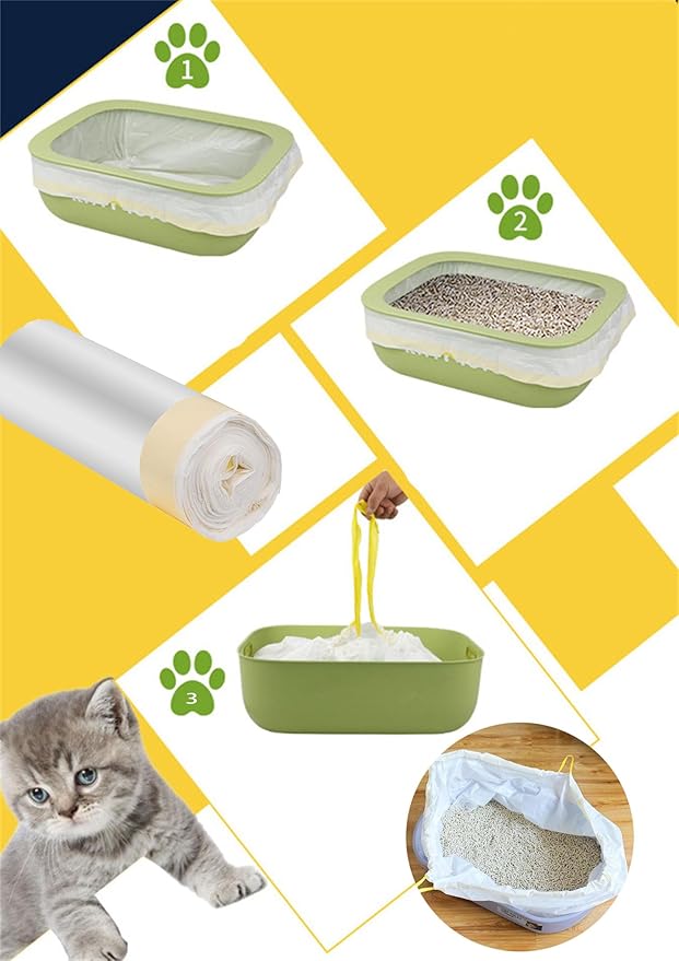 20 Count Cat Drawstring Litter Box Liners 26.6 * 16.7 inches 2 Mils Heavy Duty Leak-proof Cat Poop Bags Extra Durable Compatible with Litter Robot 3 & 4, 10-12 Gallons