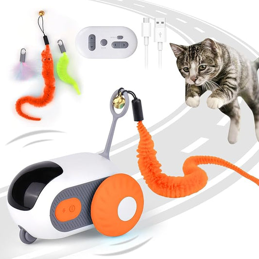 Mity rain Cat Interactive Toy for Indoor Cats - Remote Control Cat Automatic Moving Toy with 2-Speed Adjustment, Smart Cat Car Toy, Cat Puzzle Toy Self Play, Boredom Busters for Cats Fun 3.0 Toy