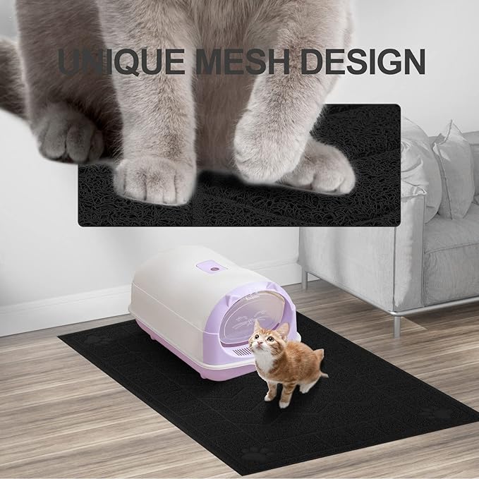 Cat Litter Mat, Litter Trapping Mat Soft on Kitty Paws, 35" x 24" Kitten Litter Box Mat for Cleaner Floors, Waterproof, Easy Clean, Durable Large Size Cat Litter Pad for Kitten.