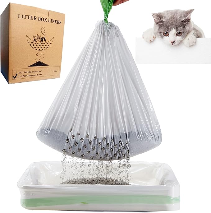 Gefryco Cats Sifting Litter Box Liners Thick 2mil, Jumbo Disposable Waste Litter Bags Litter Tray Liners