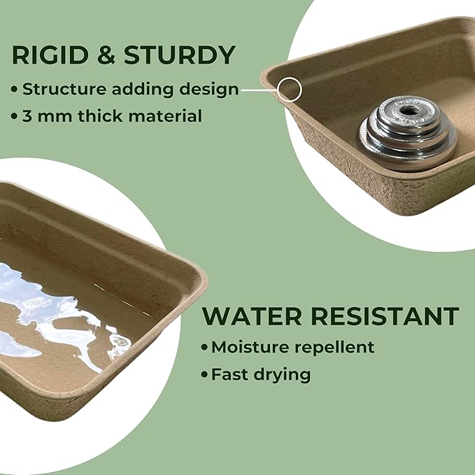Disposable Litter Boxes for Cats | 6-Pack, Large Size | Sturdy and Water Resistant | Practical and Sustainable
