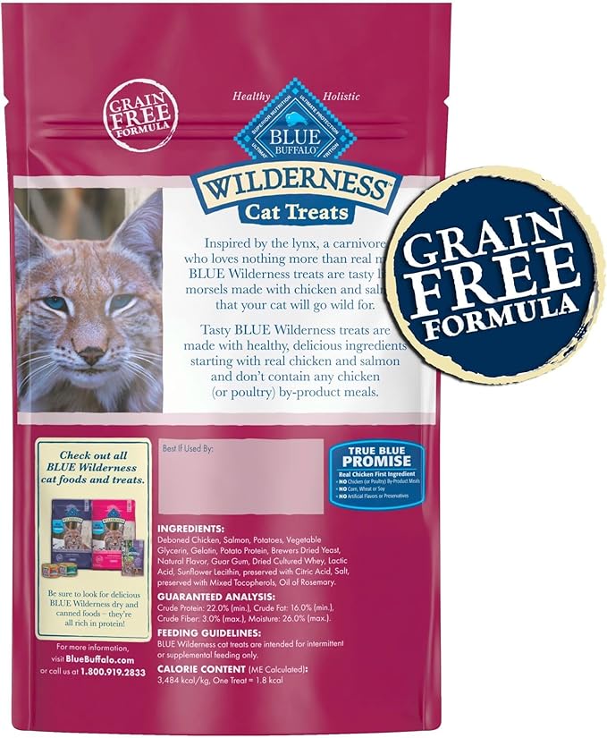 Blue Buffalo Wilderness Grain Free Soft-Moist Cat Treats, Chicken & Salmon 2-oz Bag