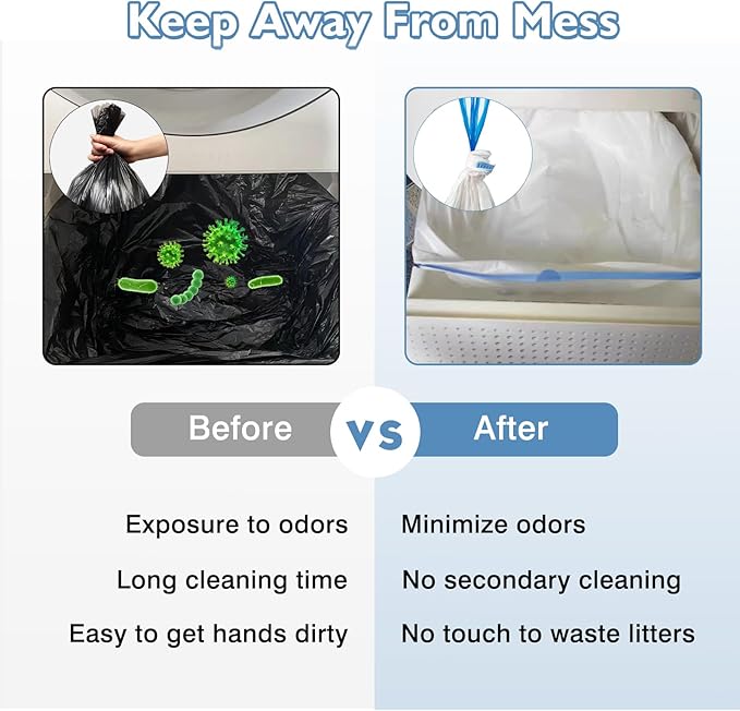 75 Count Self-Cleaning Cat Litter Box Liners 25.6" x 16.5" Compatible with Litter Robot 4 3 Automatic Cat Litter Box, Drawstring Heavy Duty Cat Litter Bags, 7-9 Gallon Trash Bag