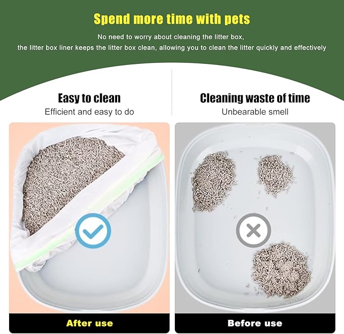 Tylu Cat Litter Liners Disposable Cats Litter Pan Liner Bag with Drawstring Cat Litter Sifting Liners Contains 6 Screening Bags with Holes + 1 Non-porous Screening Bag (5 sets, 35 pieces in total)