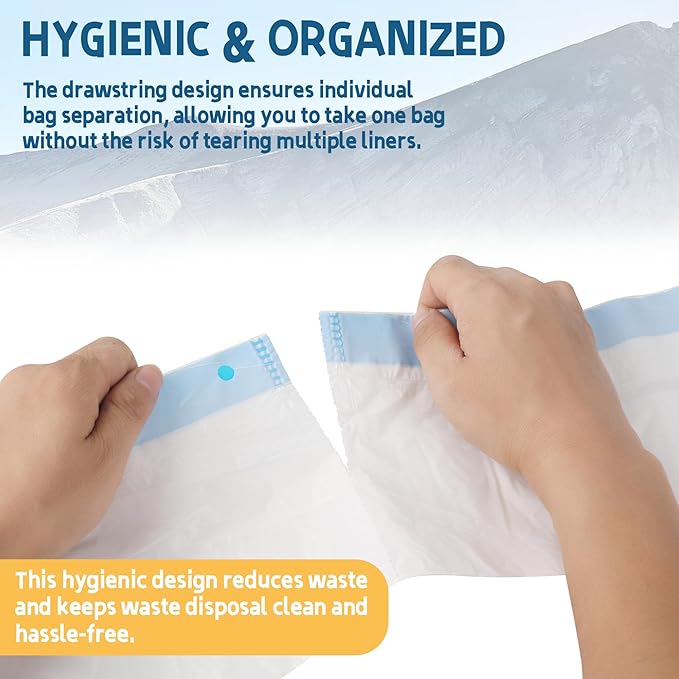 TonGass (6 Rolls, 120-Pack, 21.45" x 11.7") Drawstring Litter Liner Bags Disposable Portable Cat Litter Waste Receptacles Bags Compatible with PETKIT PuraX PuraMax Self-Cleaning Cat Litter Box