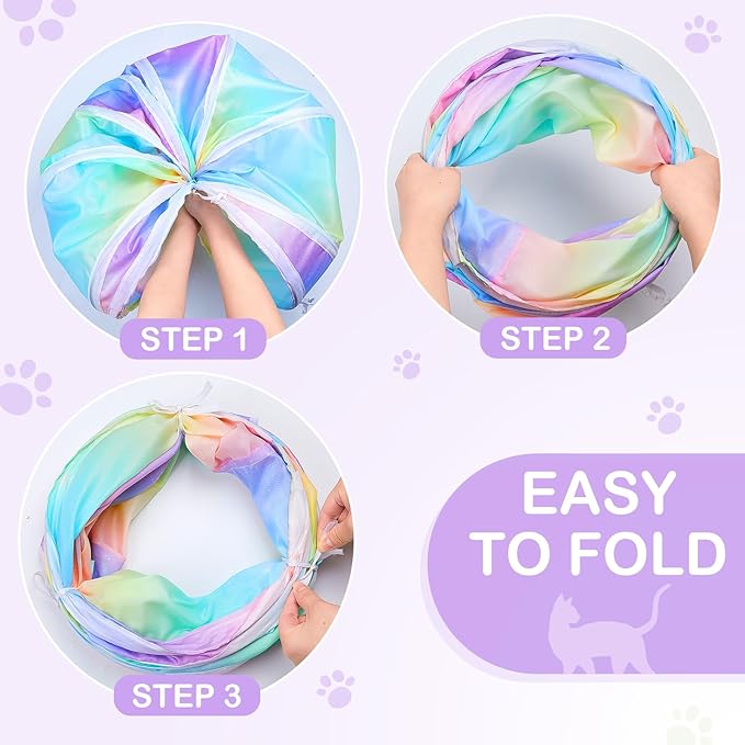 Cat Tunnels for Indoor Cats S-Shape Cat Tunnel Cute Cat Toys Foldable Cat Tube with Mouse Toy Funny Cat Stuff