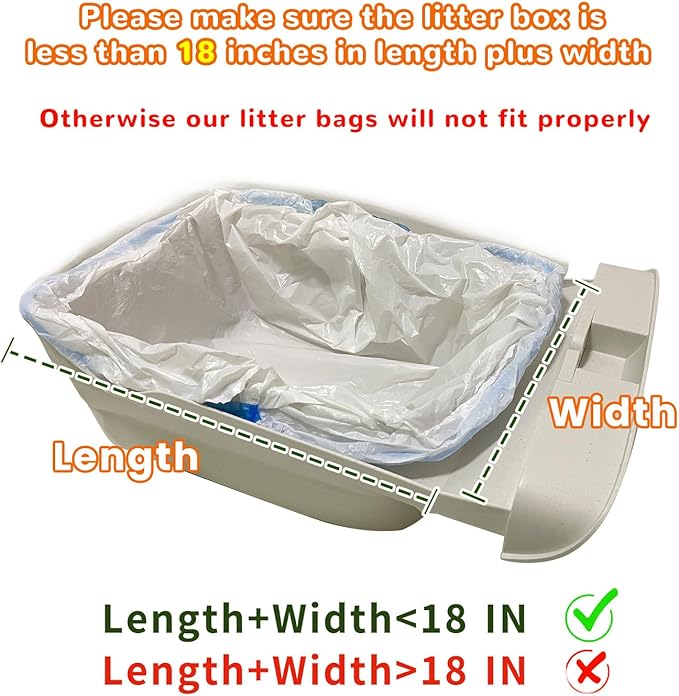 80 Count Litter Bags compatible with MW-SC01/MW-SC02/MW-LR01 Cat Litter Box, Cat Litter Waste Receptacles Bags (18'' x 12.6'', 80 Count)