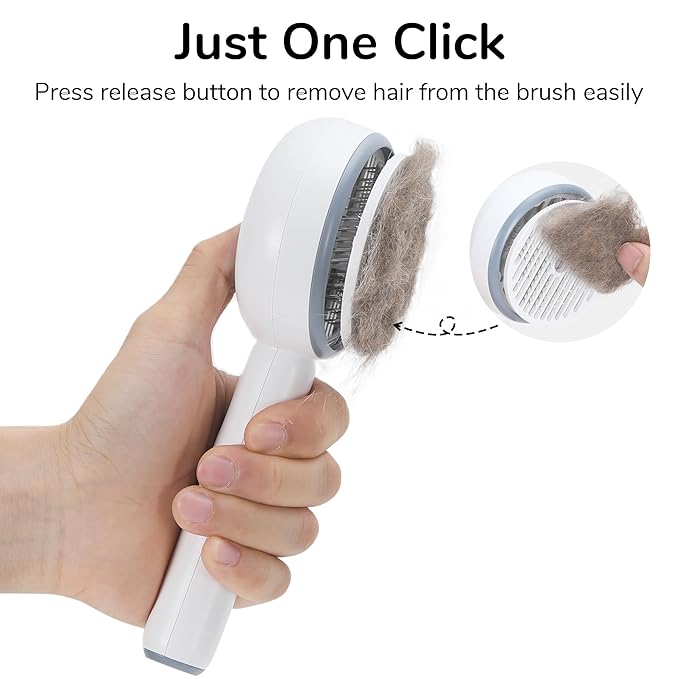 FUKUMARU Cat Steam Brush, 3 in 1 Cat Shedding Brush, Pet Steam Brush with Water Tank and USB Rechargeable, Self Cleaning Brush for Dog with Release Button, Remove Static Flying Tangled Hair, White