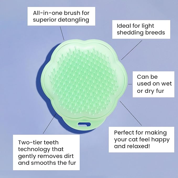 Pet Teezer by Tangle Teezer Cat Brush, De-Shedding Cat Hair Brush for a Gentle, Soothing Groom & Short to Medium Length Fur, Green