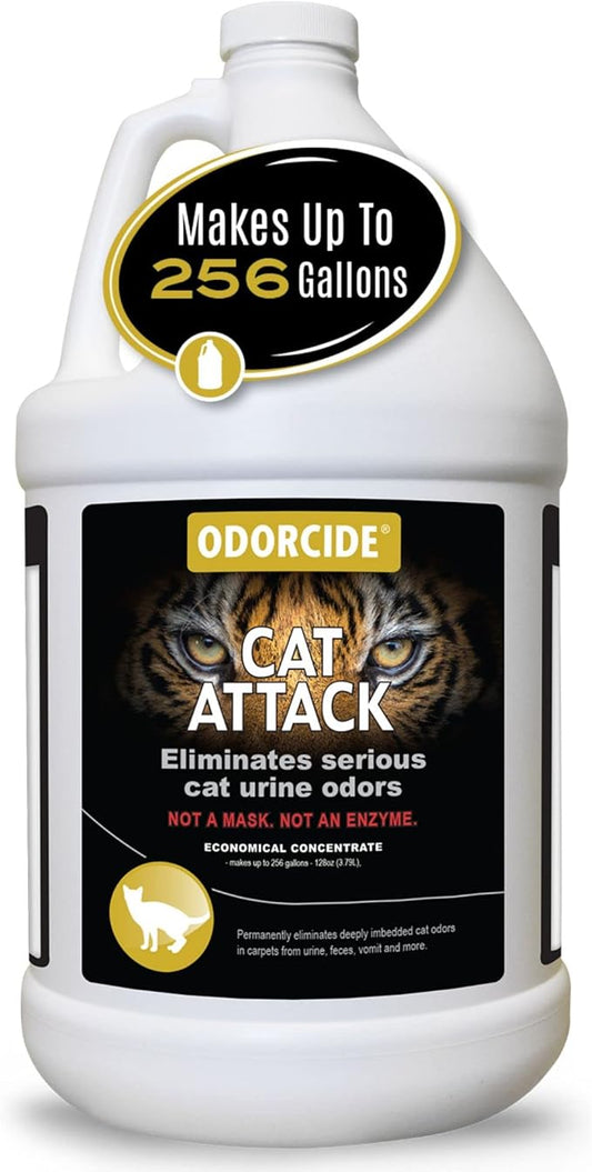 Odorcide Cat Attack Concentrate Odor Eliminator - Cat Odor Eliminator for Strong Odor - Cat Urine Odor Eliminator for Carpet & Upholstery - Cat Urine Remover for Home - Litter Box Odor Eliminator -