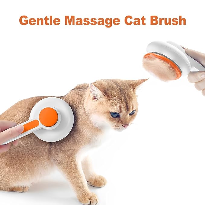 Cat Brush, Cat Specific Deep shedding Massage Brush, Cat Brush Hair with Soft Silicone Bristles, All Hair Lengths Effortless Fur Remova, White