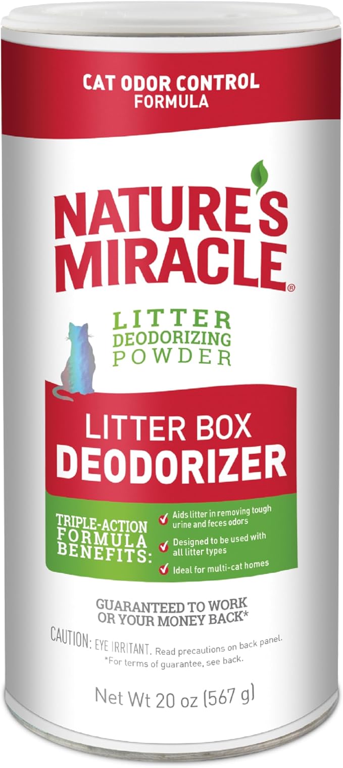 Nature's Miracle Litter Box Deodorizer, 20 Ounces, Litter Deodorizing Powder, Cat Odor Control Formula