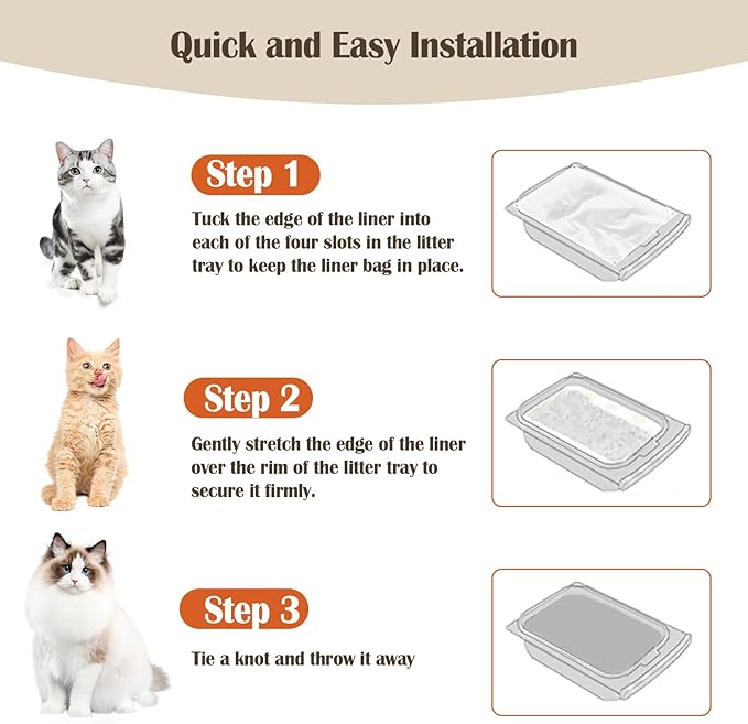 Cat Litter Liner Bags for PetSnowy Snow+ Cat Litter Box, 60 PCS Petsnowy Cat Litter Bags for Automatic Cat Litter Box, Heavy Duty Tear & Leak Resistant, Drawstring Extra-Thick, Lasts 18 Mos