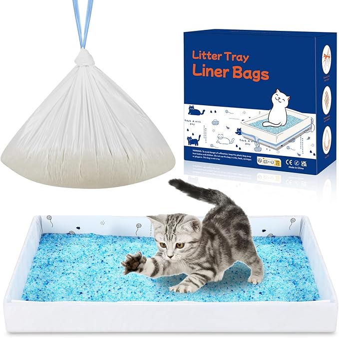 12 Pack Litter Box Liners Compatible with Safe Pets Scoopfree Cat Litter Box Tray Refill, Large Cat Waste Poop Bags with Anti-scratch Cardboard and Drawstring Heavy Tear-resistant- 37" x 16"