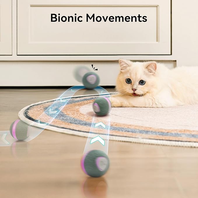 Cheerble 【2025 Upgrade】 Interactive Cat Ball Toy, Wicked Ball M3, Automatic Moving Ball Toy for Indoor Cat Kitten, Smart Anti-Depression Pet Toy Fun Gift with Light