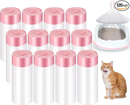 120 Count Large Cat Litter Box Liners 31 x 18 Inch Drawstring Cat Litter Bags Liners Cat Litter Pan Liner Portable Cat Liners for Pets Cats Litter Box