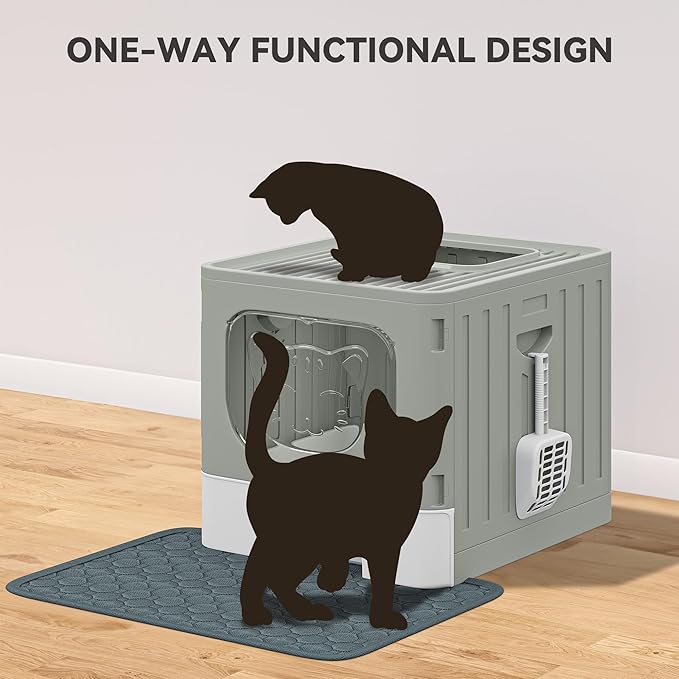 YITAHOME Large Enclosed Cat Litter Box with Cushion, Anti-Splash Closed Litter Boxes with Litter Scoop Front Entry Top Exit Door, Easy to Install and Clean
