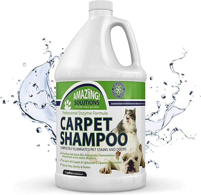 Pet Carpet Shampoo - Carpet Cleaner Solution for Carpet Cleaner Machine, Urine Smell & Stain Remover, Pet Urine Enzyme Cleaner, Carpet Shampoo Solution, Carpet Shampooer, 1 Gallon