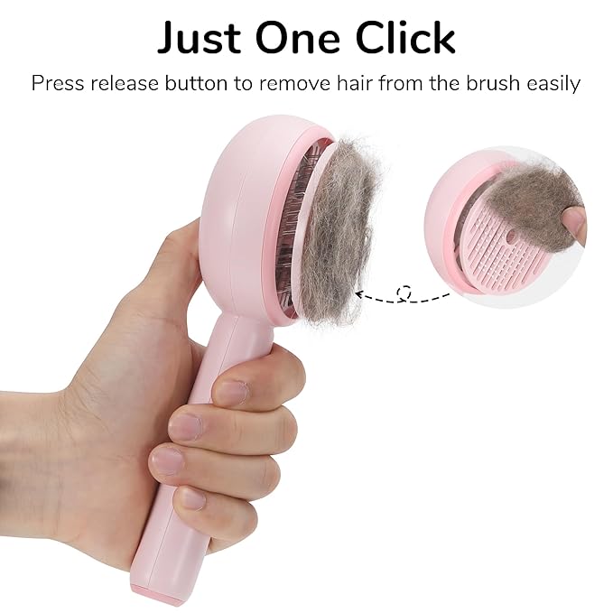 FUKUMARU Cat Steam Brush, 3 in 1 Cat Shedding Brush, Pet Steam Brush with Water Tank and USB Rechargeable, Self Cleaning Brush for Dog with Release Button, Remove Static Flying Tangled Hair, Pink