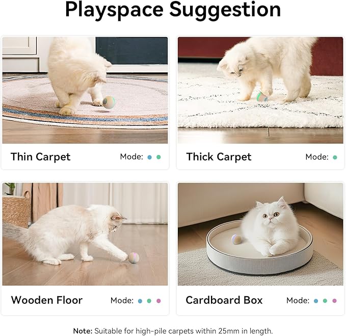 Cheerble 【2025 Upgrade】 Interactive Cat Ball Toy, Wicked Ball M3, Automatic Moving Ball Toy for Indoor Cat Kitten, Smart Anti-Depression Pet Toy Fun Gift with Light