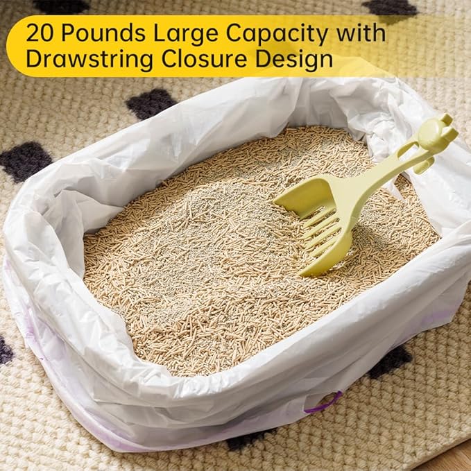 120 Count Self-Cleaning Litter Box Liner Bags for PURA X/MAX, Drawstring Replaced Trash Bag Waste Bag for Automatic Cat Litter Box (21.6" x 11.8")