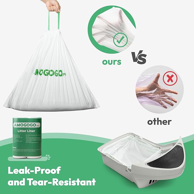 Waste Bags, Compatible with Litter Robot 4 & 3, Liners for Automatic Cat Litter Box Self Cleaning, 9-11 Gallon Capacity, Replacement Bags Liners with Drawstring 40 Pack, 25.8" x 21.5"