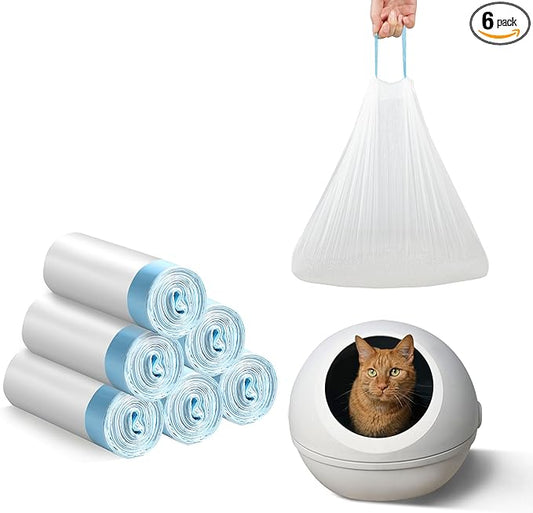 120 Count Cat Litter Box Liners Bag Large, Jumbo Drawstring Extra Durable Pet Cat Pan Liners Extra-Thick Kitty Leakproof Design Cat Litter Bags for Automatic Cat Litter Box and Litter Robot