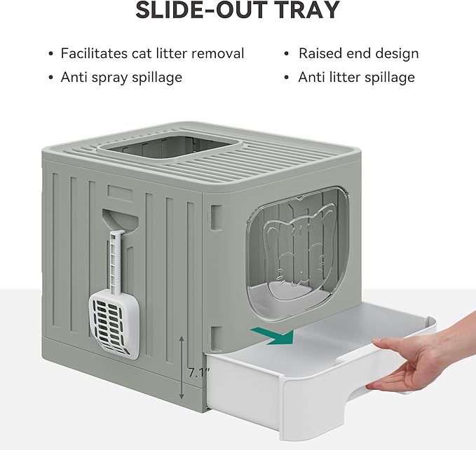 YITAHOME Large Enclosed Cat Litter Box with Cushion, Anti-Splash Closed Litter Boxes with Litter Scoop Front Entry Top Exit Door, Easy to Install and Clean