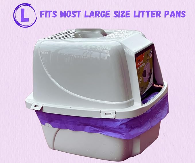 Cat Litter Box Liners Drawstring (30 Bags) Lavender Scented 37" x 17" Large Scratch Resistant Extra Heavy 2 Mil Litter Tray Cat Box Liner Bags (Purple, 30 ct.)