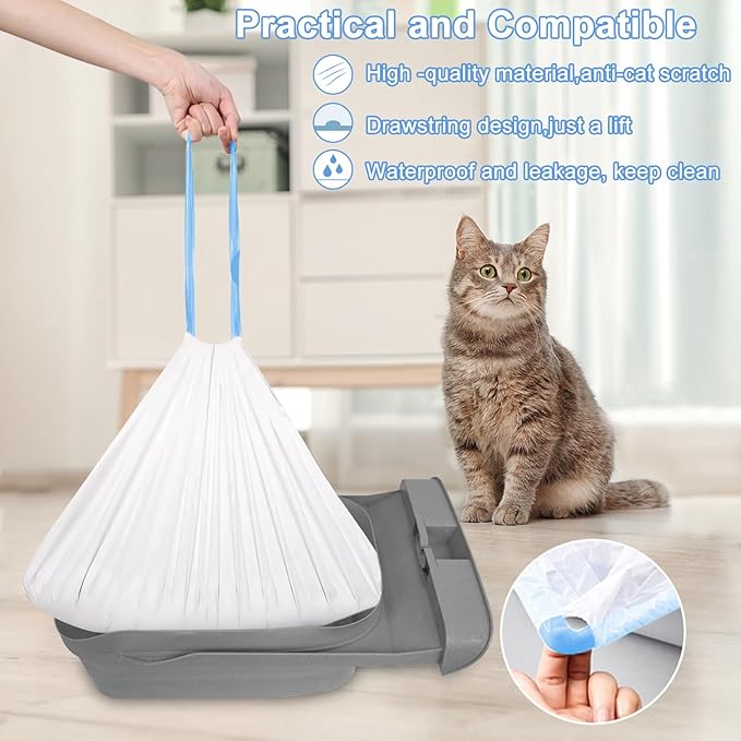 ELEGX 120 Count Litter Box Liners Bags, 3MIL Extra Thick Heavy Duty,27.1" x 12.9" Compatible with Neakasa M1, PetPivot AutoScooper 11 Open-Top Automatic Self-Cleaning Cat Litter Robot Box