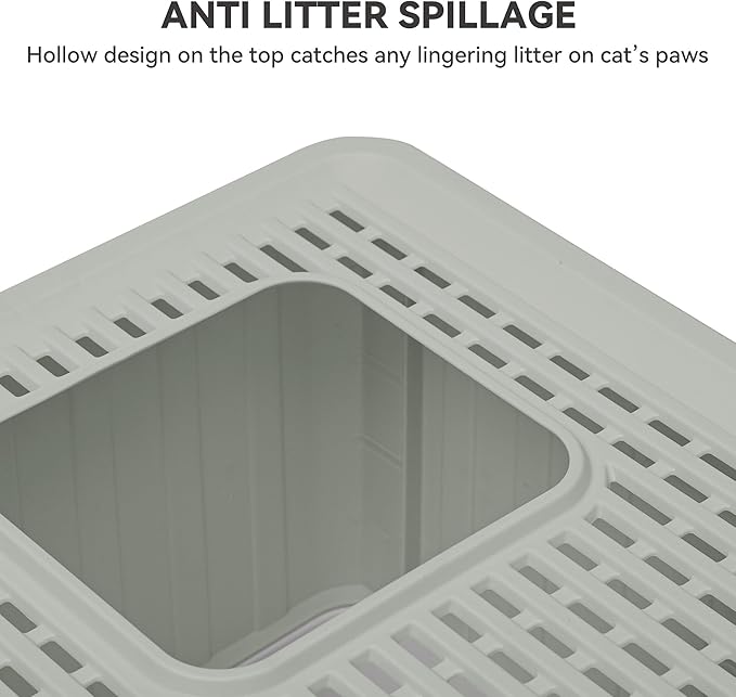 YITAHOME Large Enclosed Cat Litter Box with Cushion, Anti-Splash Closed Litter Boxes with Litter Scoop Front Entry Top Exit Door, Easy to Install and Clean