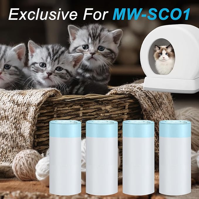120Counts Litter Box Liners Compatible with MW-SC01, Self-Cleaning Cat Litter Box Bags,Automatic Cleaning Cat Litter Box Liners（18X12inch）