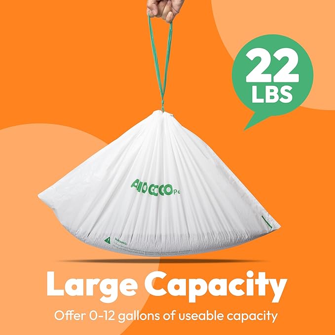 50 Pcs Litter Box Liner Bags, Compatible with Meowant MW-SC01, MW-SC02 and MW-LR01, Automatic Litter Box Heavy Duty Replacement Waste Bags, Drawstring Leak-proof Trash Bags, 18.5" x 12.6"