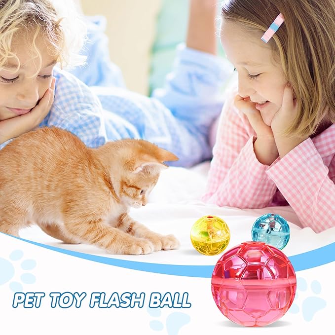 Frienda 4 Pieces Ghost Hunting Cat Ball Motion Light Up Cat Balls LED Motion Activated Cat Ball Motion Light Up Cat Dog Interactive Toys Pet Glowing Mini Running Exercise Ball Toys (Bright Color)